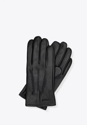 Skórzane rękawiczki męskie z przeszyciami czarne Wittchen