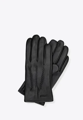 Skórzane rękawiczki męskie z przeszyciami czarne Wittchen