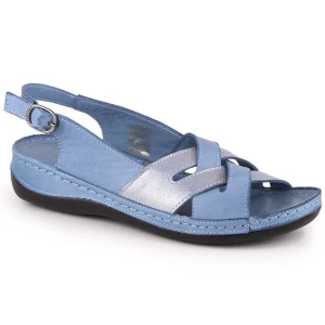 Skórzane sandały damskie płaskie niebieskie T.Sokolski L22-521