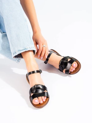 Skórzane sandały damskie Potocki czarne Merg