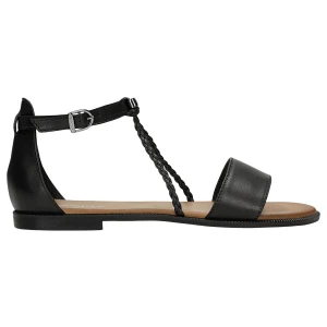 Czarne skórzane sandały z plecionymi rzemykami 76206-81 Wojas