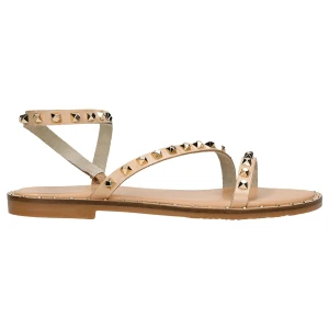Beżowe skórzane sandały z cwiekami 76180-54 Wojas