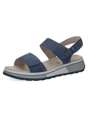 Caprice Skórzane sandały "Vanda" w kolorze niebieskim na koturnie rozmiar: 38