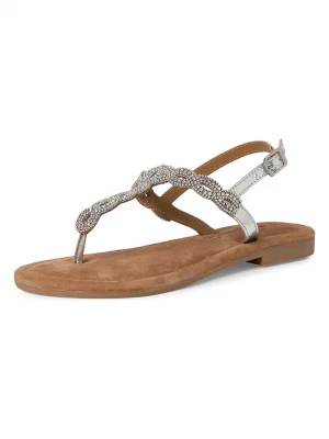Tamaris Skórzane sandały w kolorze srebrnym rozmiar: 36