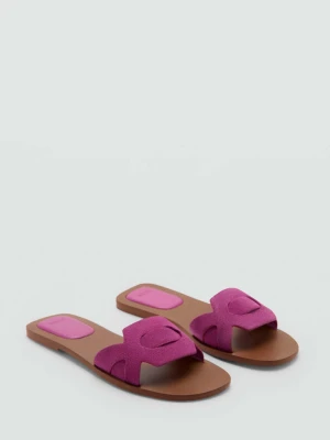 Skórzane sandały z pasków fuksja - Dziewczyna - - MANGO TEEN