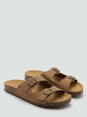 Skórzane sandały ze sprzączką średni brązowy - Chłopak - - MANGO TEEN