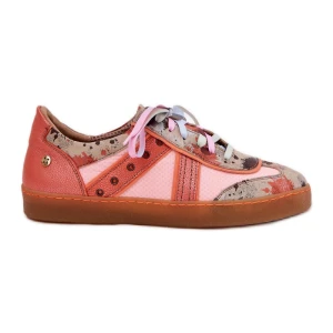Skórzane Sneakersy Damskie Maciejka 06840-18 Pomarańczowe
