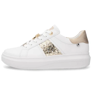 Skórzane sneakersy damskie na platformie białe Rieker 1202-82