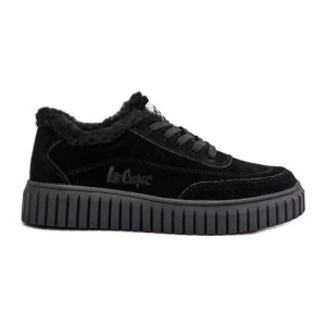 Skórzane Sneakersy Damskie Ocieplane Futerkiem Lee Cooper LCJ-24-01-2973 Czarne