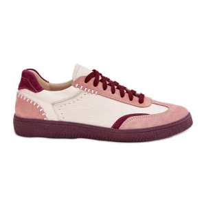 Skórzane Sneakersy Damskie Zazoo N1202 Różowe
