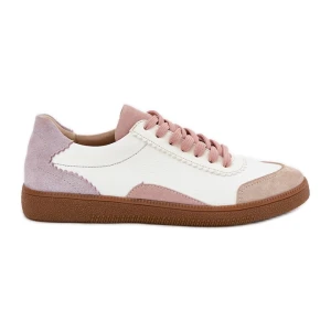 Skórzane Sneakersy Damskie Zazoo N1220 Białe
