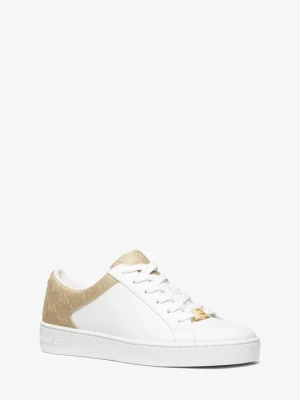 Skórzane sneakersy Keaton z brokatem i wytłaczanym logo Michael Kors BLADOZŁOTY (Złoty)