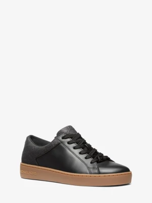 Skórzane sneakersy Keaton z brokatem i wytłaczanym logo Michael Kors CZARNY (Czarny)