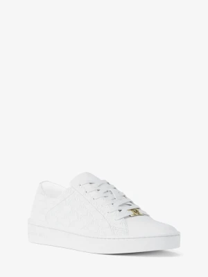 Skórzane sneakersy Keaton z wytłoczonym logo Michael Kors OPTYCZNA BIEL (Biały)