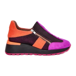 Skórzane Sneakersy Na Koturnie Maciejka 06853-15 Czarne