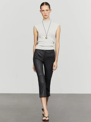 Skórzane Spodnie Capri - Czarny - Massimo Dutti - Female