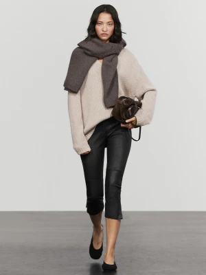Skórzane Spodnie Capri - Czarny - Massimo Dutti - Female