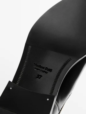 Skórzane Sztyblety − Wyprodukowano We Włoszech - Czarny - - Massimo Dutti - Kobieta