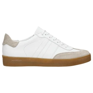 Biało szare trampki damskie na płaskiej brązowej podeszwie 46307-79 Wojas