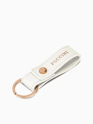 Skórzany brelok do kluczy biały Puccini