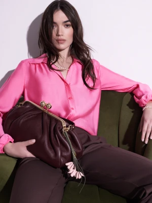 Skórzany brelok z bukietem różowych kwiatów TARANKO