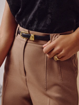 Skórzany czarny pasek bombato TARANKO