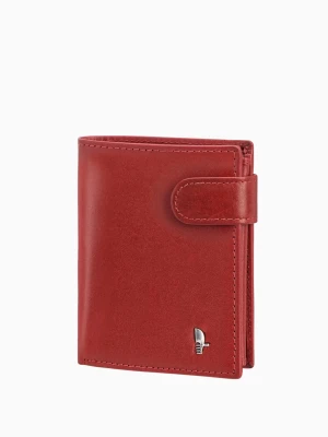 Skórzany damski portfel z zamknięciem na zatrzask w kolorze czerwonym Puccini