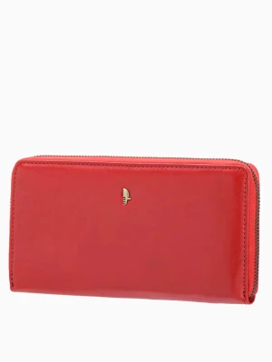 Skórzany elegancki portfel damski czerwony Puccini