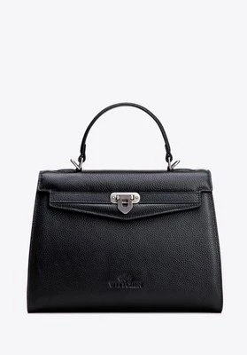 Skórzany kuferek z dekoracyjnym zapięciem czarny Wittchen