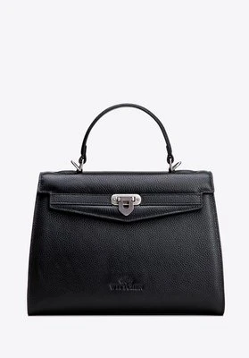 Skórzany kuferek z dekoracyjnym zapięciem czarny Wittchen