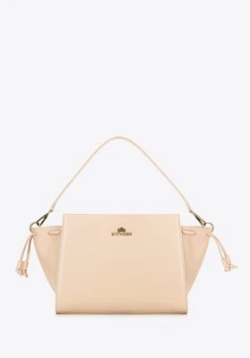 Skórzany kuferek z troczkami beżowy Wittchen