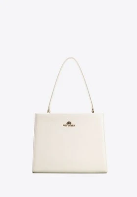 Skórzany kuferek z troczkami kremowy Wittchen