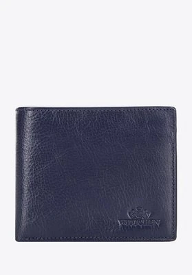 Skórzany męski portfel z rozkładanym panelem granatowy Wittchen