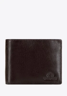 Skórzany męski portfel z rozkładanym panelem na karty brązowy Wittchen