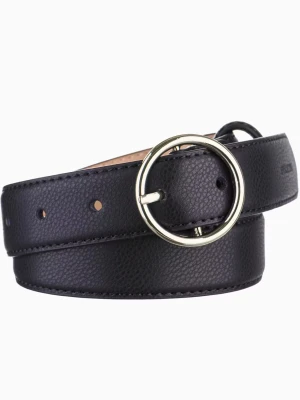  Skórzany pasek damski z ozdobną klamrą rozmiar s czarny Puccini