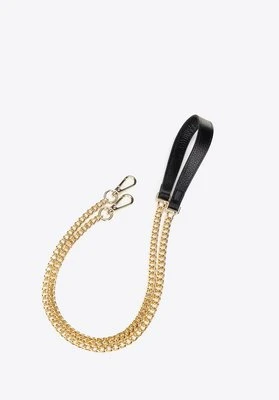 Skórzany pasek do torebki z łańcuszkiem czarno - złoty Wittchen