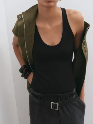 Skórzany pasek kombi czarny - Kobieta - - MANGO