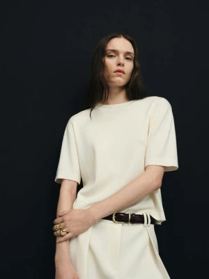 Skórzany pasek z klamrą burgund - Kobieta - - MANGO