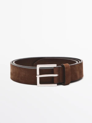 Skórzany Pasek Z Kwadratową Sprzączką - Brązowy - - Massimo Dutti - Mężczyzna