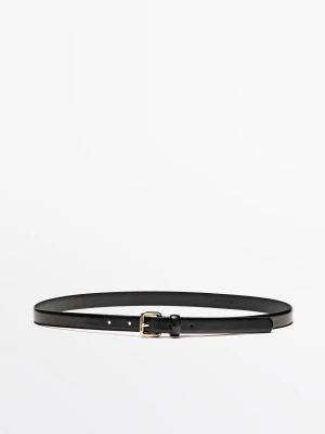 Skórzany Pasek Z Kwadratową Sprzączką - Czarny - - Massimo Dutti - Kobieta
