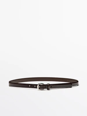 Skórzany Pasek Z Łukowatą Sprzączką - Brązowy - L / 90cm - Massimo Dutti - Female