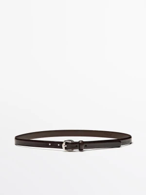 Skórzany Pasek Z Łukowatą Sprzączką - Brązowy - - Massimo Dutti - Kobieta
