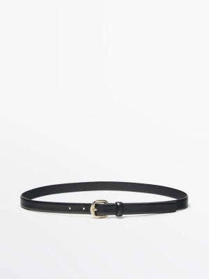 Skórzany Pasek Z Łukowatą Sprzączką - Czarny - - Massimo Dutti - Kobieta