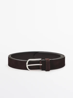 Skórzany Pasek Z Nubuku - Brązowy - Massimo Dutti - Male