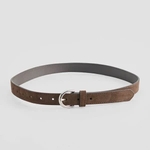 Skórzany pasek zamszowy brązowy House