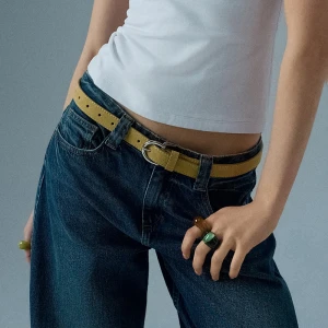 Skórzany pasek zamszowy jasnożółty House