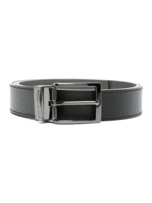 Skórzany Pasek Zmienny Gunmetal Klamra Emporio Armani