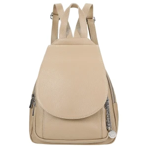 Beżowy skórzany plecak damski ze srebrna zawieszka 80084-54 Wojas