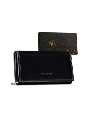 Skórzany portfel damski z klapą — Rovicky czarny