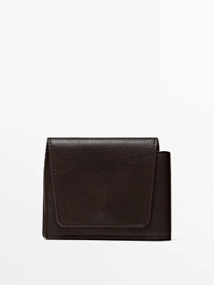 Skórzany Portfel Z Klapą Nappa - Brązowy - Massimo Dutti - Male